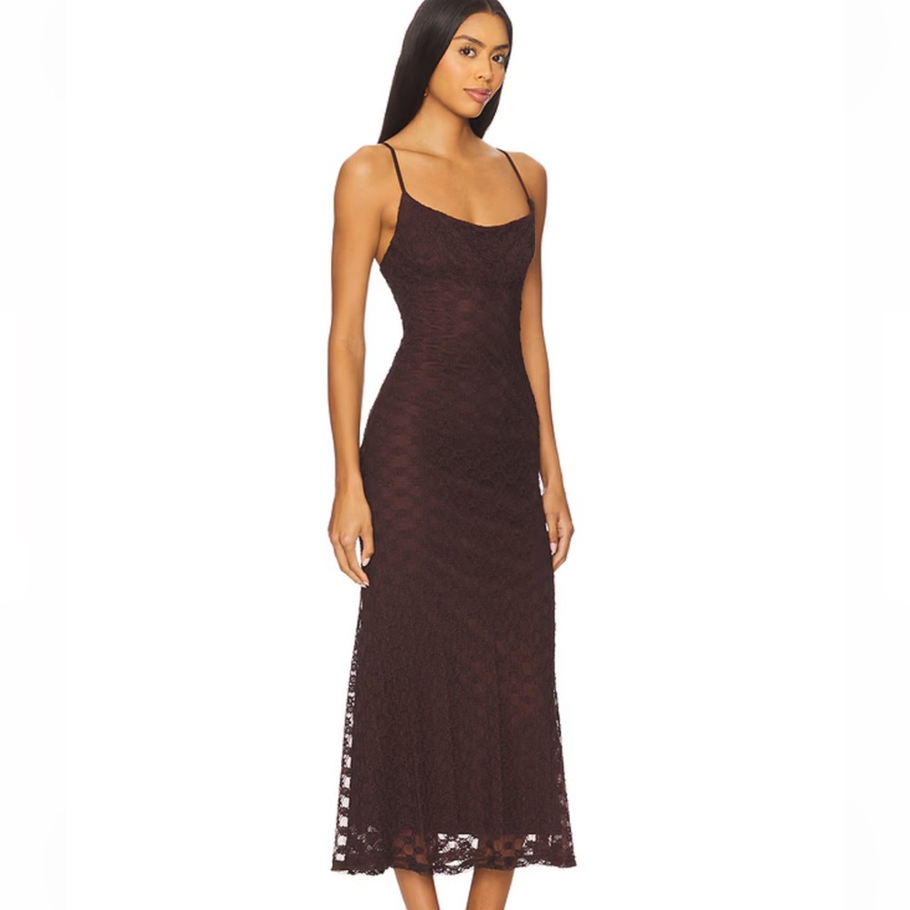 Bardot Dark Plum Lace Slip Dress - Picture 6 of 7